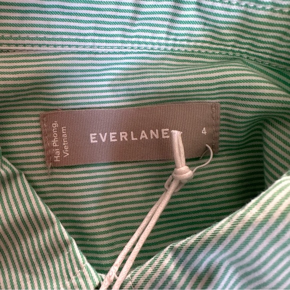 Everlane The Silky Cotton Relaxed Mint Green Striped Button Up Shirt Size 4 - Picture 12 of 14